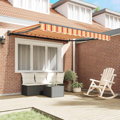 vidaXL Manual Awning 3 x 2.5 m Yellow Orange and White Stripe 3