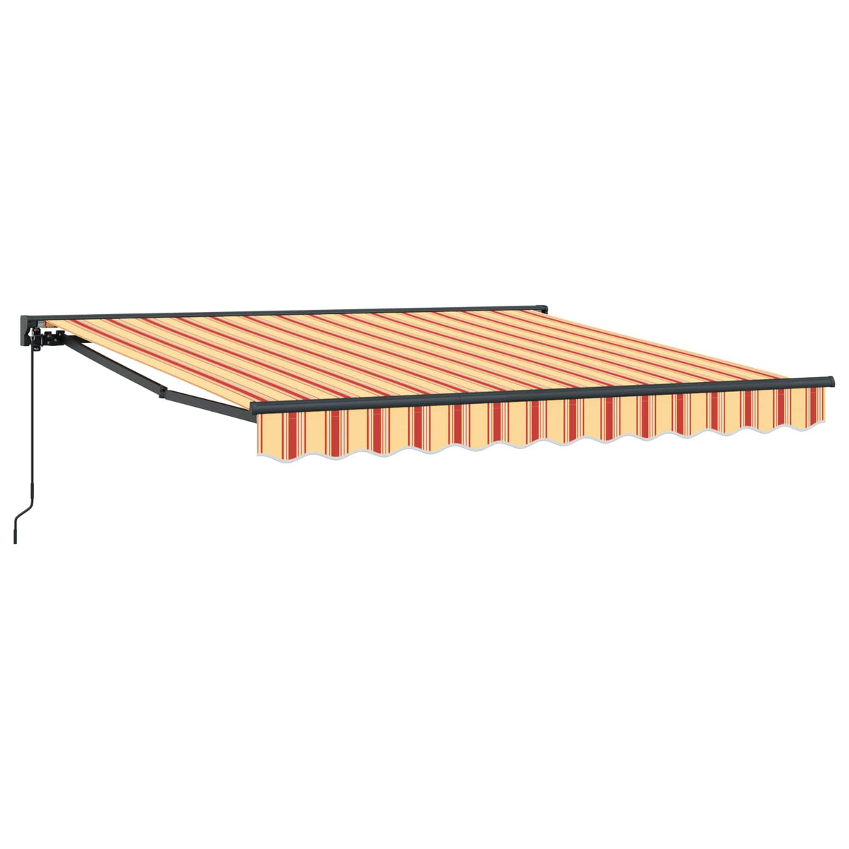 vidaXL Manual Awning 3 x 2.5 m Yellow Orange and White Stripe 2