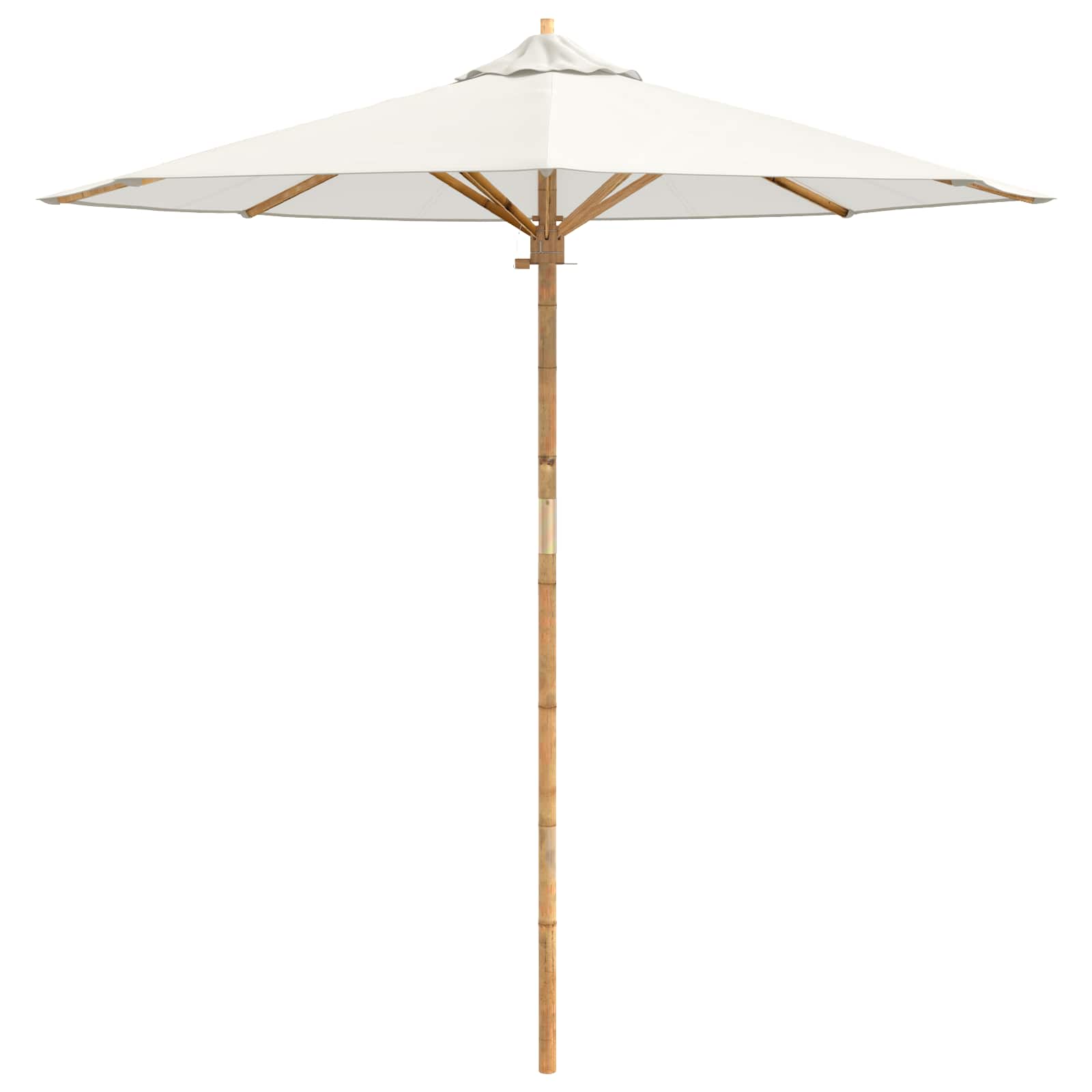 vidaXL Garden Parasol Ø 217 x 230 cm Bamboo Round Cream White 4