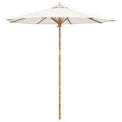 Garden Parasol Round Ø 150 x 210 cm Bamboo Cream white 240 cm 260 cm 240 cm
