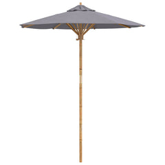 vidaXL Garden Parasol Ø 180 x 230 cm Bamboo Round Dark Grey 2