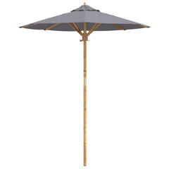 vidaXL Garden Parasol Ø 180 x 230 cm Bamboo Round Dark Grey 4