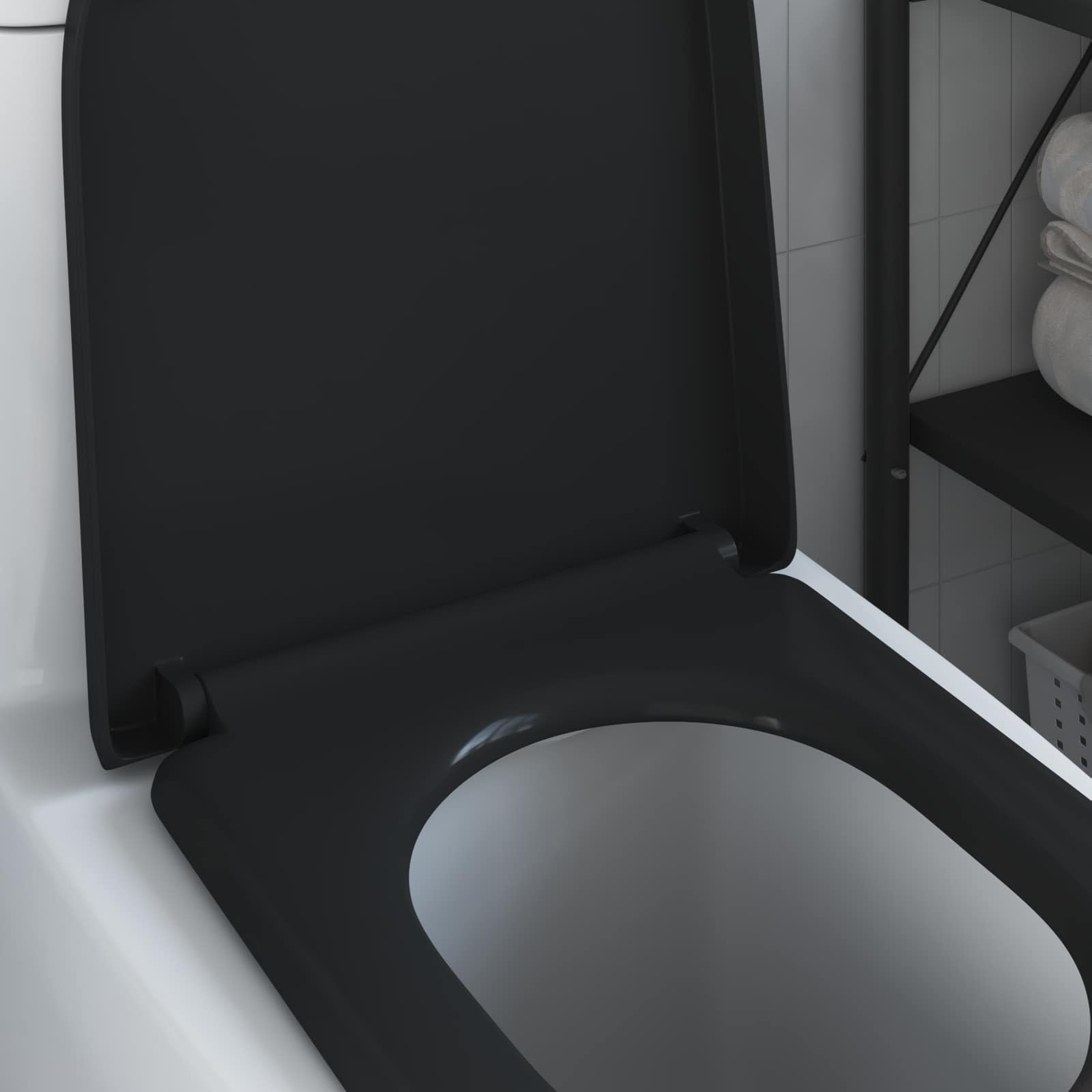 vidaXL Toilet Seat Black 49 x 36 x 4 cm Duroplast 4