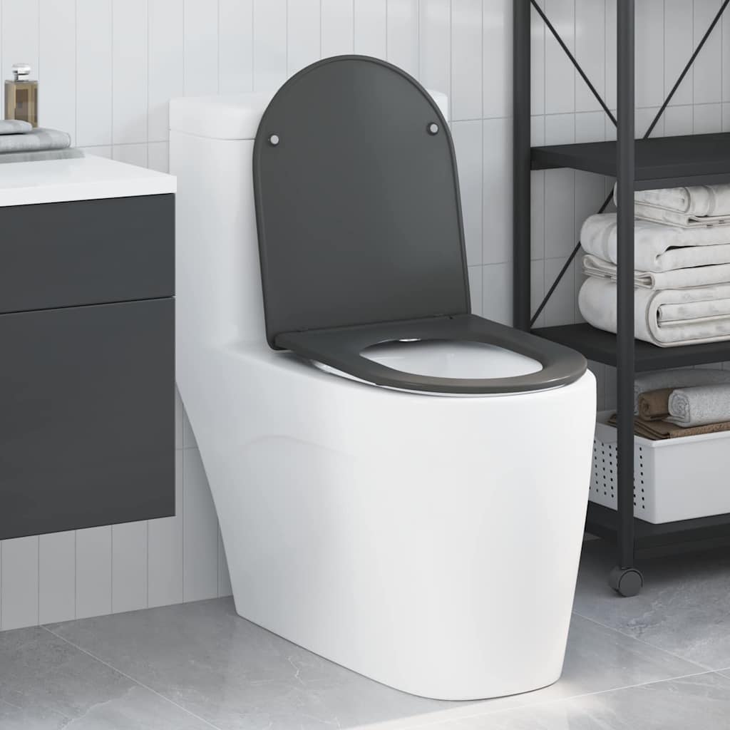vidaXL Toilet Seat Anthracite 47 x 36 x 3.4 cm Duroplast 1