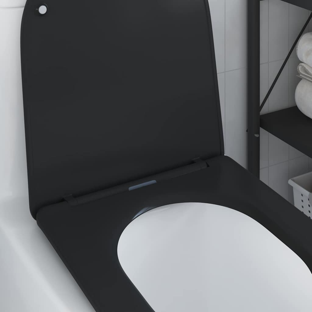 vidaXL Toilet Seat Black 47 x 36 x 3.4 cm Duroplast 4