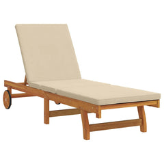 Sun Lounger 2 pcs Solid Acacia Wood Brown Beige Sun lounger +table