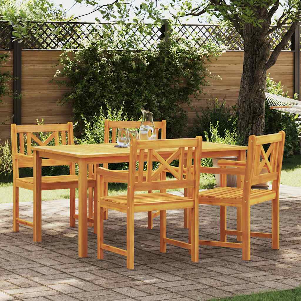 Garden Chairs Natural Solid Acacia Wood Cross slatted 4