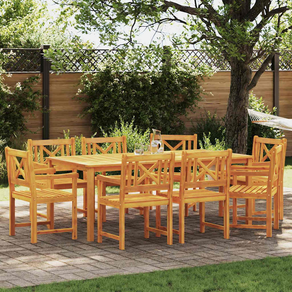 Garden Chairs Natural Solid Acacia Wood Cross slatted 8
