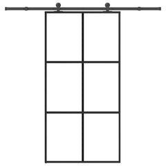 Sliding Door with Hardware Set 76x205 cm ESG Glass&Aluminium 102 cm 213.5 cm 3x2 grids
