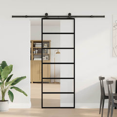 Sliding Door with Hardware Set 76x205 cm ESG Glass&Aluminium 76 cm 213.5 cm 5 horizontal bars