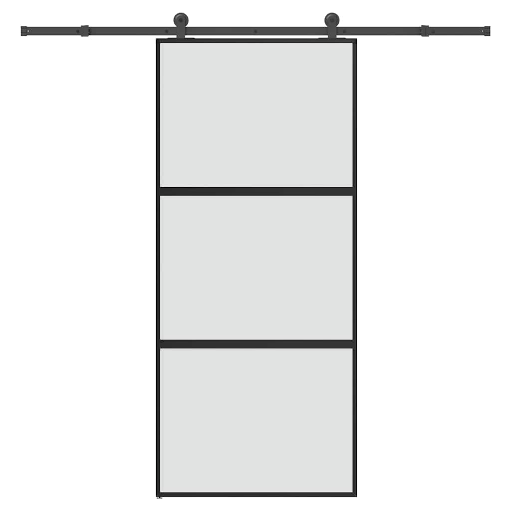 Sliding Door with Hardware Set 76x205 cm 2 Horizontal Bars 90 cm 213.5 cm Matt