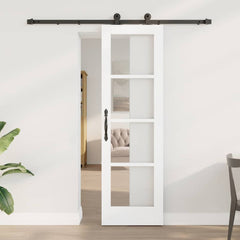 Sliding Door ORKDAL Solid Pine Wood and Glass 183 cm White and Black 61 cm 198.5 cm