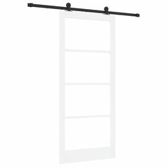 Sliding Door ORKDAL Solid Pine Wood and Glass 183 cm White and Black 93 cm 211 cm