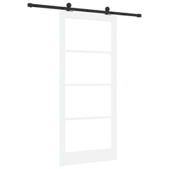 Sliding Door ORKDAL Solid Pine Wood and Glass 183 cm White and Black 93 cm 211 cm