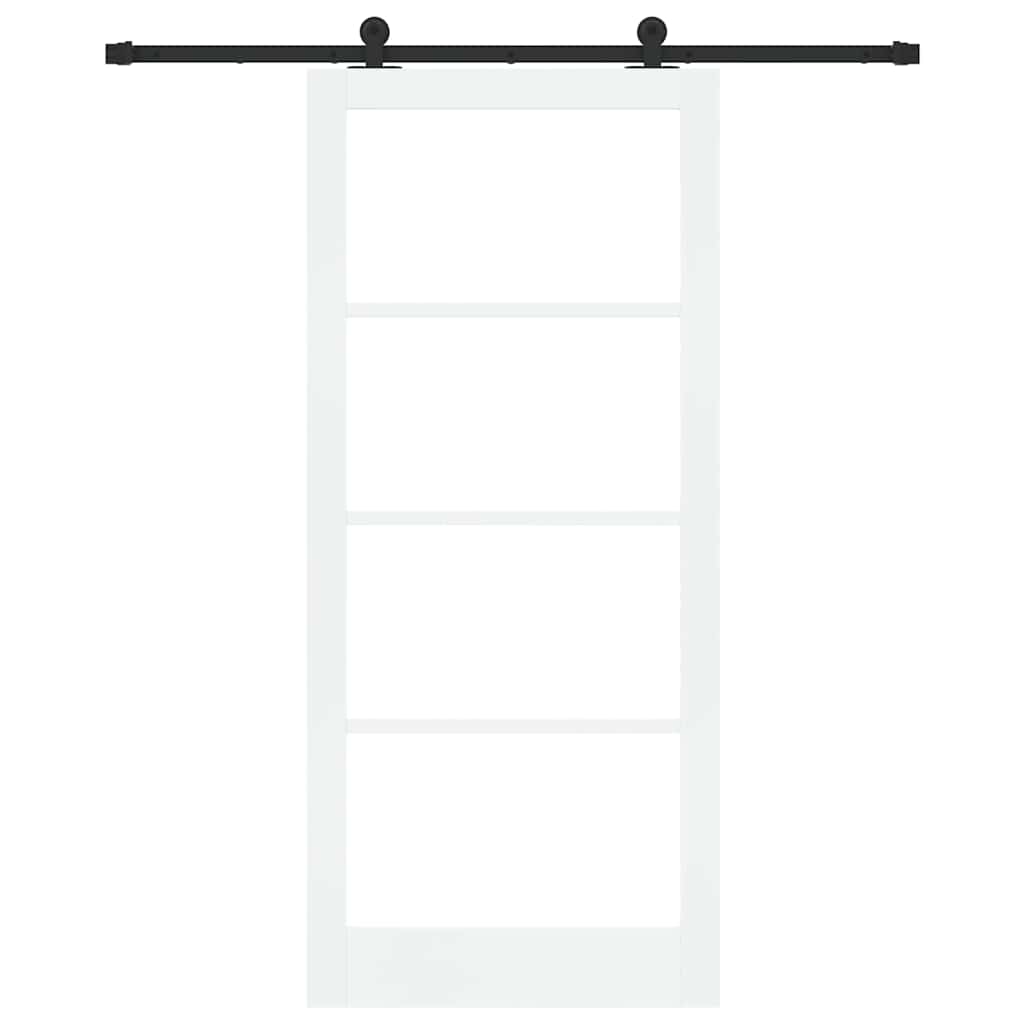 Sliding Door ORKDAL Solid Pine Wood and Glass 183 cm White and Black 93 cm 211 cm
