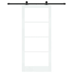 Sliding Door ORKDAL Solid Pine Wood and Glass 183 cm White and Black 93 cm 211 cm
