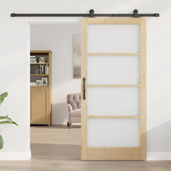 Sliding Door ORKDAL Solid Pine Wood and Glass Natural 93 cm 202 cm 213.5 cm