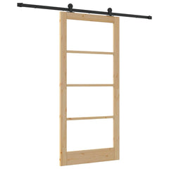 Sliding Door ORKDAL Solid Pine Wood and Glass Natural 93 cm 202 cm 213.5 cm