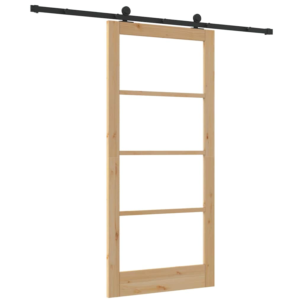 Sliding Door ORKDAL Solid Pine Wood and Glass Natural 93 cm 202 cm 213.5 cm