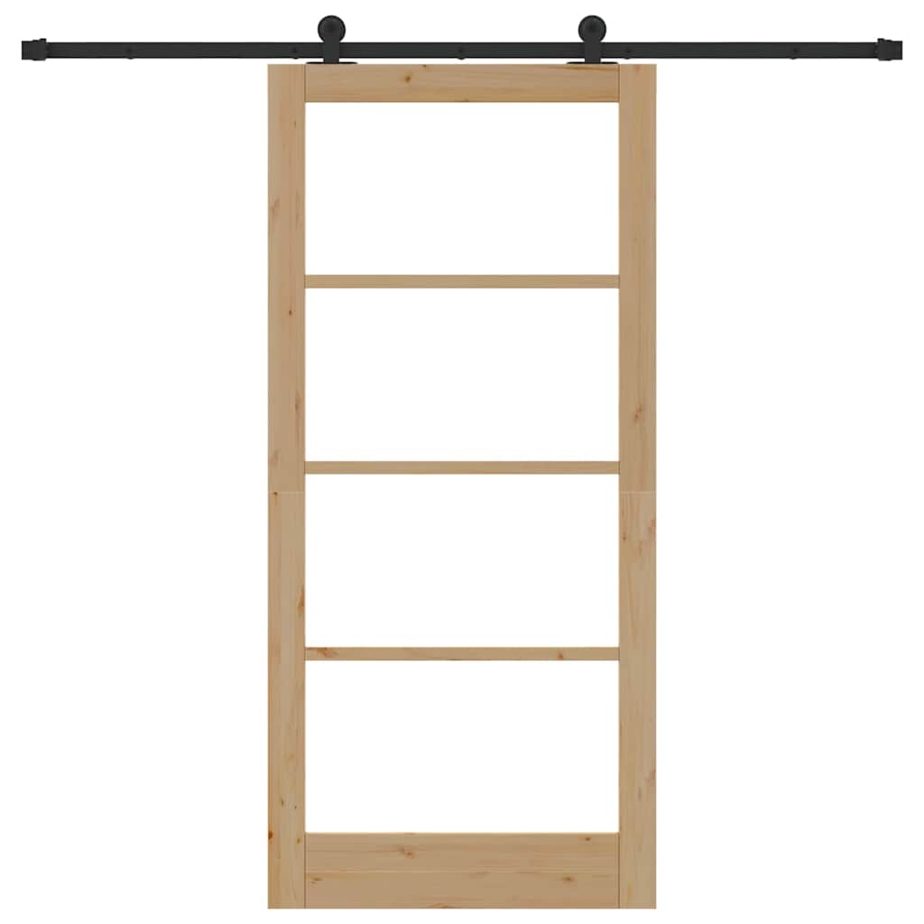 Sliding Door ORKDAL Solid Pine Wood and Glass Natural 93 cm 202 cm 213.5 cm