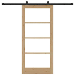 Sliding Door ORKDAL Solid Pine Wood and Glass Natural 93 cm 202 cm 213.5 cm