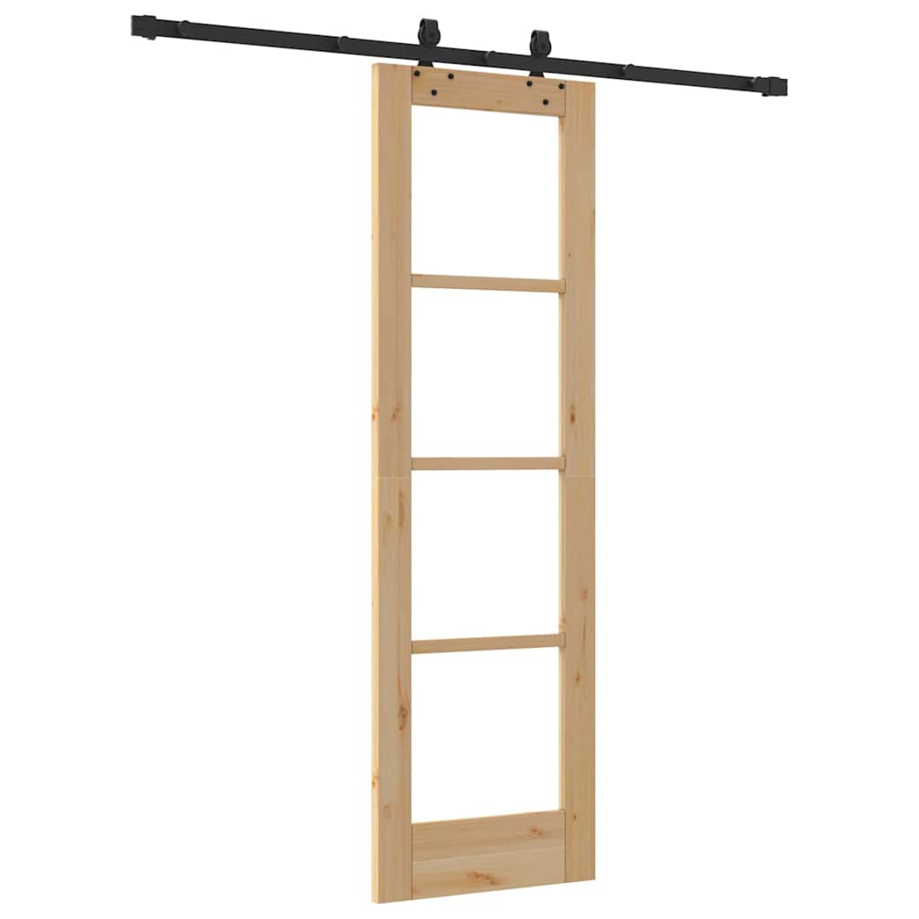 Sliding Door ORKDAL Solid Pine Wood and Glass 183 cm Natural and Black 61 cm 198.5 cm