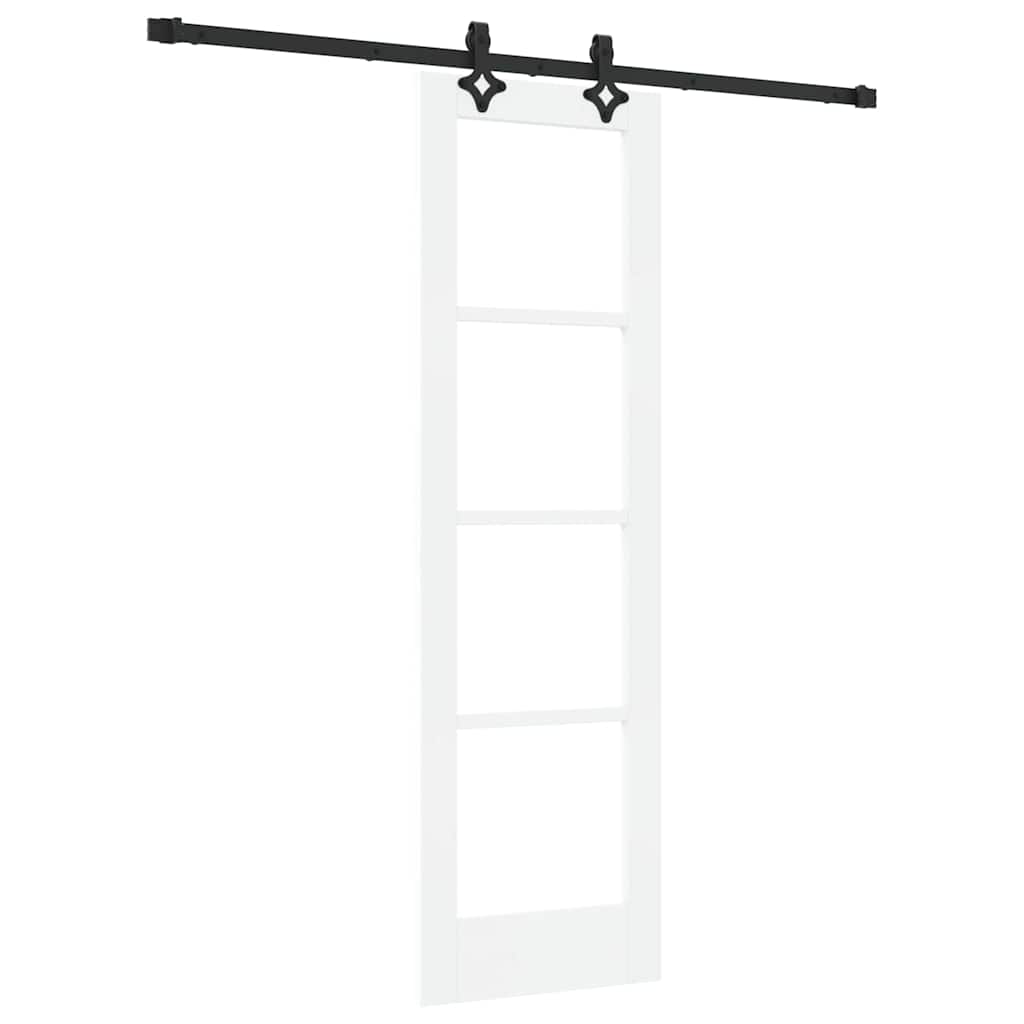 Sliding Door ORKDAL Solid Pine Wood and Glass 183 cm White and Black 61 cm 198.5 cm