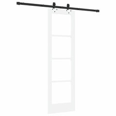 Sliding Door ORKDAL Solid Pine Wood and Glass 183 cm White and Black 61 cm 198.5 cm