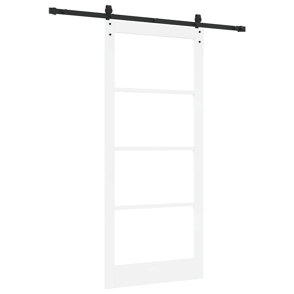 Sliding Door Solid Pine Wood and Glass White 183 cm White and Black 93 cm 211 cm