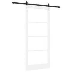 Sliding Door Solid Pine Wood and Glass White 183 cm White and Black 93 cm 211 cm