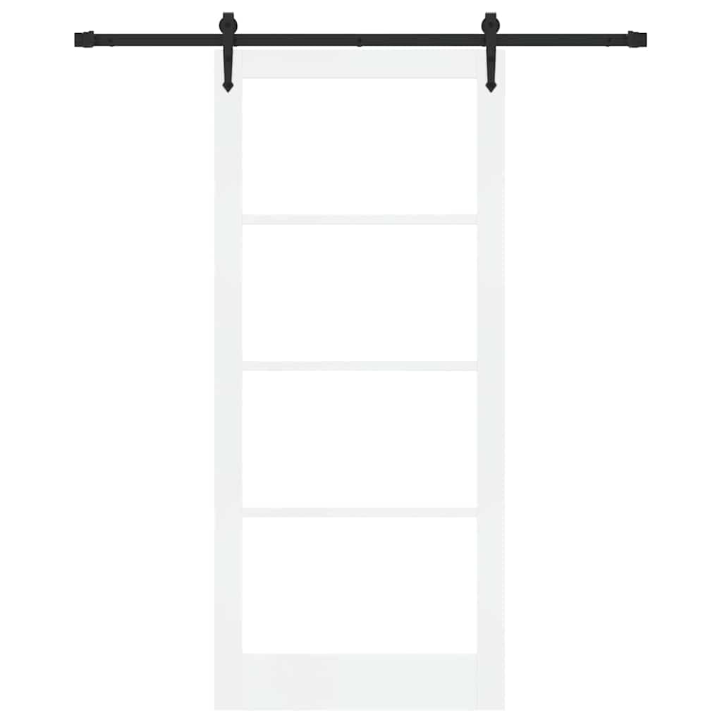 Sliding Door Solid Pine Wood and Glass White 183 cm White and Black 93 cm 211 cm