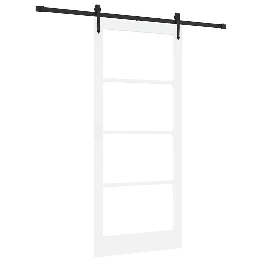 Sliding Door Solid Pine Wood and Glass 200 cm White and Black 93 cm 211 cm