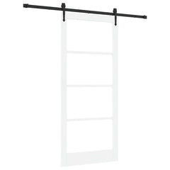 Sliding Door Solid Pine Wood and Glass 200 cm White and Black 93 cm 211 cm