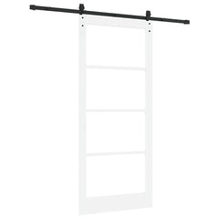 Sliding Door Solid Pine Wood and Glass 200 cm White and Black 93 cm 211 cm