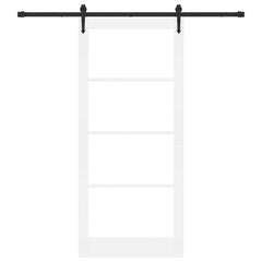 Sliding Door Solid Pine Wood and Glass 200 cm White and Black 93 cm 211 cm