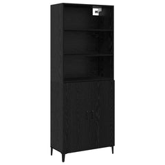 Highboard 69.5 x 34 x 180 cm Engineered Wood Black Oak 2 doors