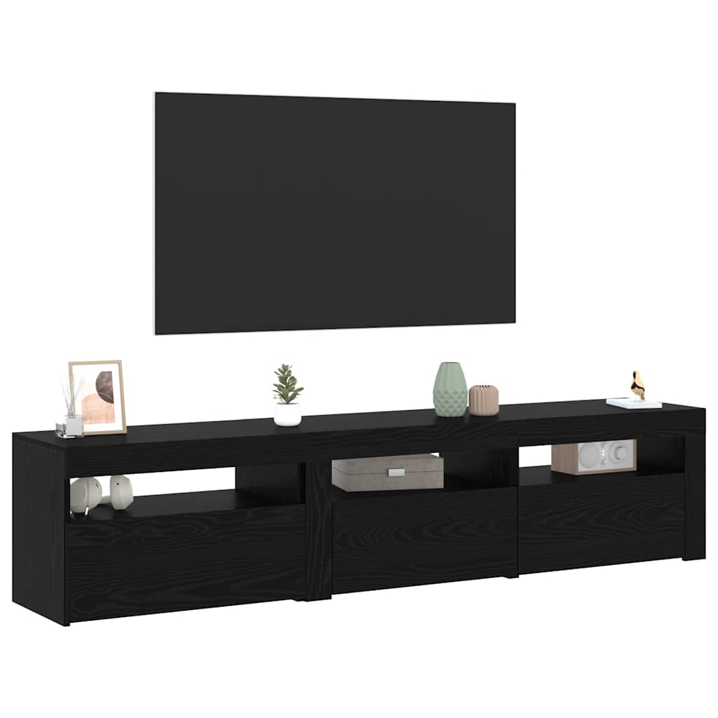 vidaXL TV Cabinet 2 pcs Black Oak Engineered Wood 3