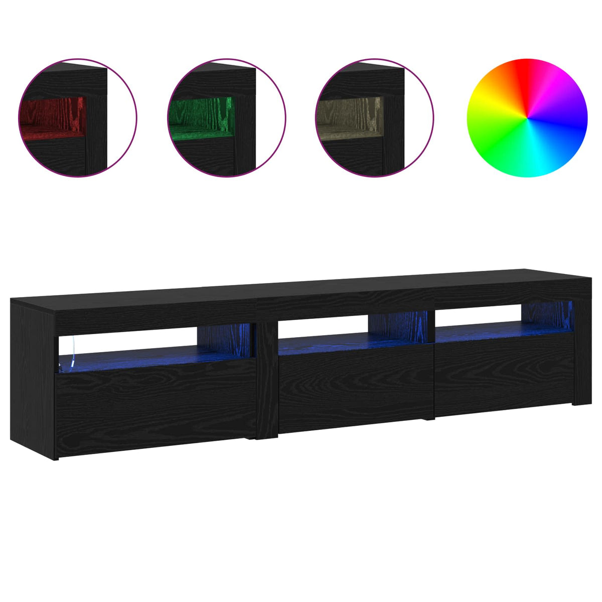 vidaXL TV Cabinet 2 pcs Black Oak Engineered Wood 4