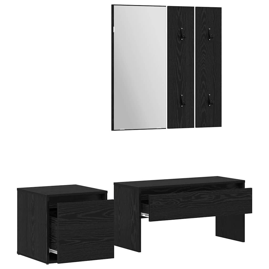 vidaXL Hallway Furniture Set 5 pcs Black oak Engineered Wood 5