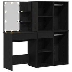 vidaXL LED Dressing Table Set Black Oak 140 x 40 x 140 cm 5