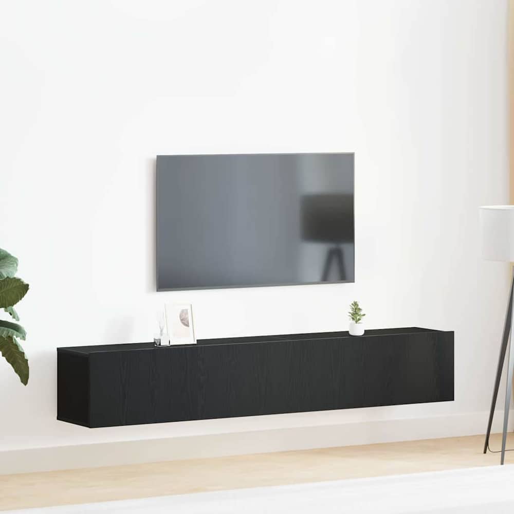 2 Piece TV Cabinet Set Engineered Wood Width 80/100 cm Black oak