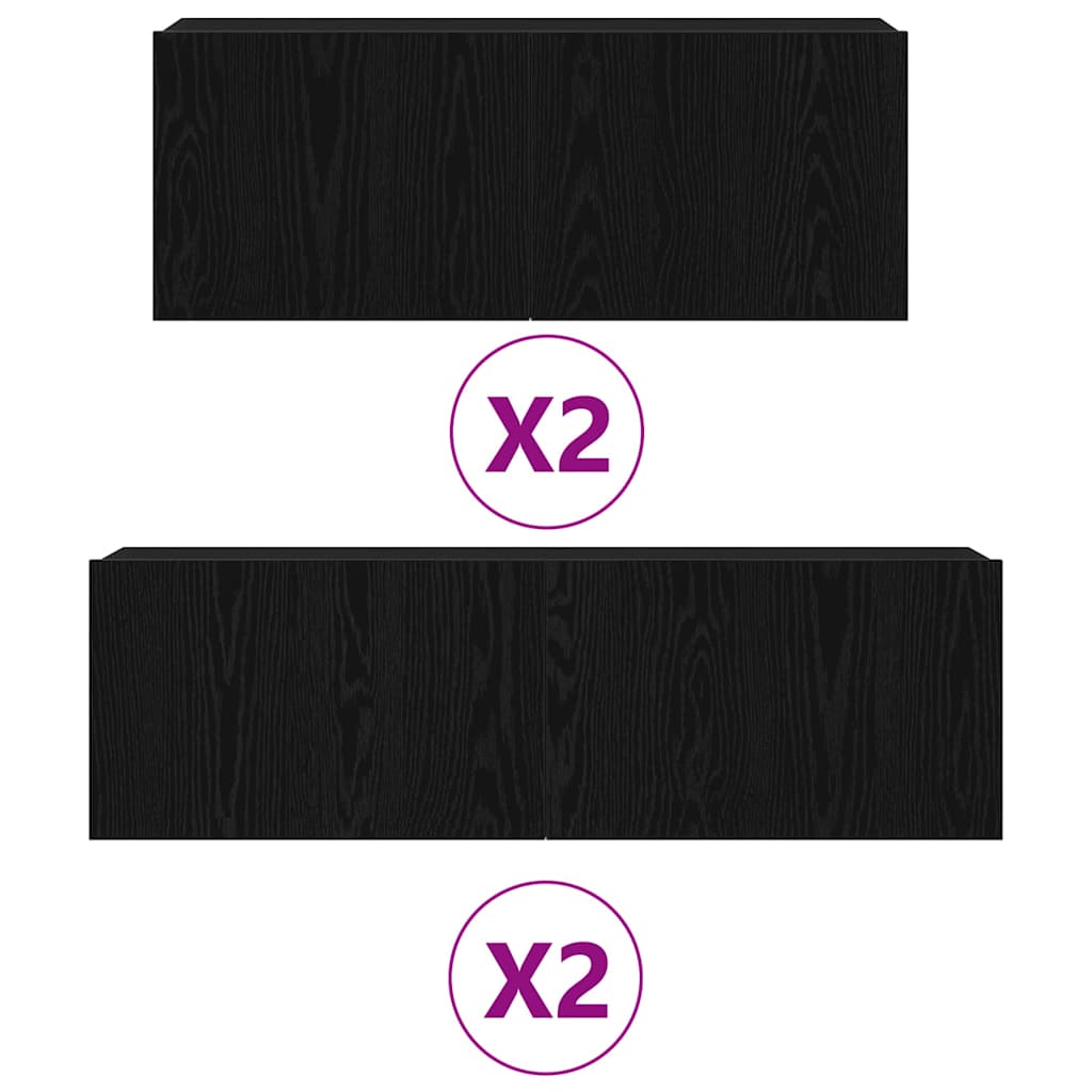 vidaXL TV Cabinet Set 4 pcs Black Oak 4