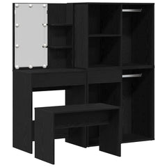 vidaXL Dressing Table Set with LED 4 pcs Black Oak Engineered Wood 2