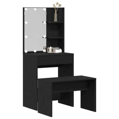 vidaXL LED Dressing Table Set 2 pcs Black Oak 60 x 40 x 140 cm 3