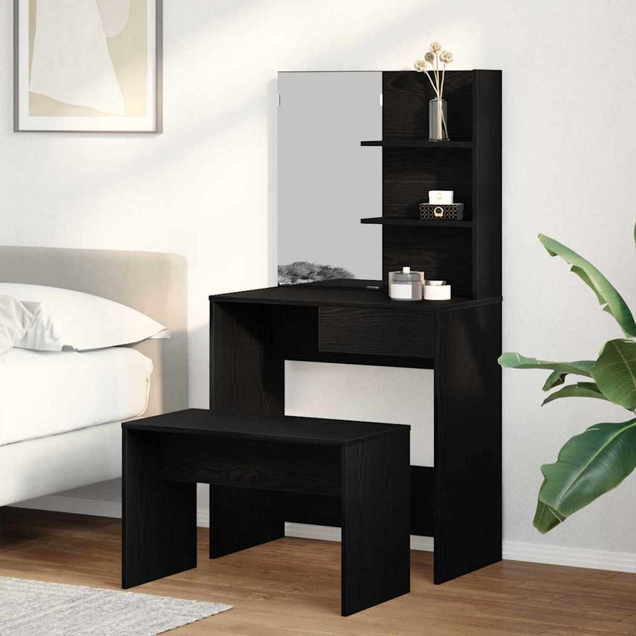 vidaXL Dressing Table Set 2 pcs Black Oak 74.5 x 40 x 141 cm 1