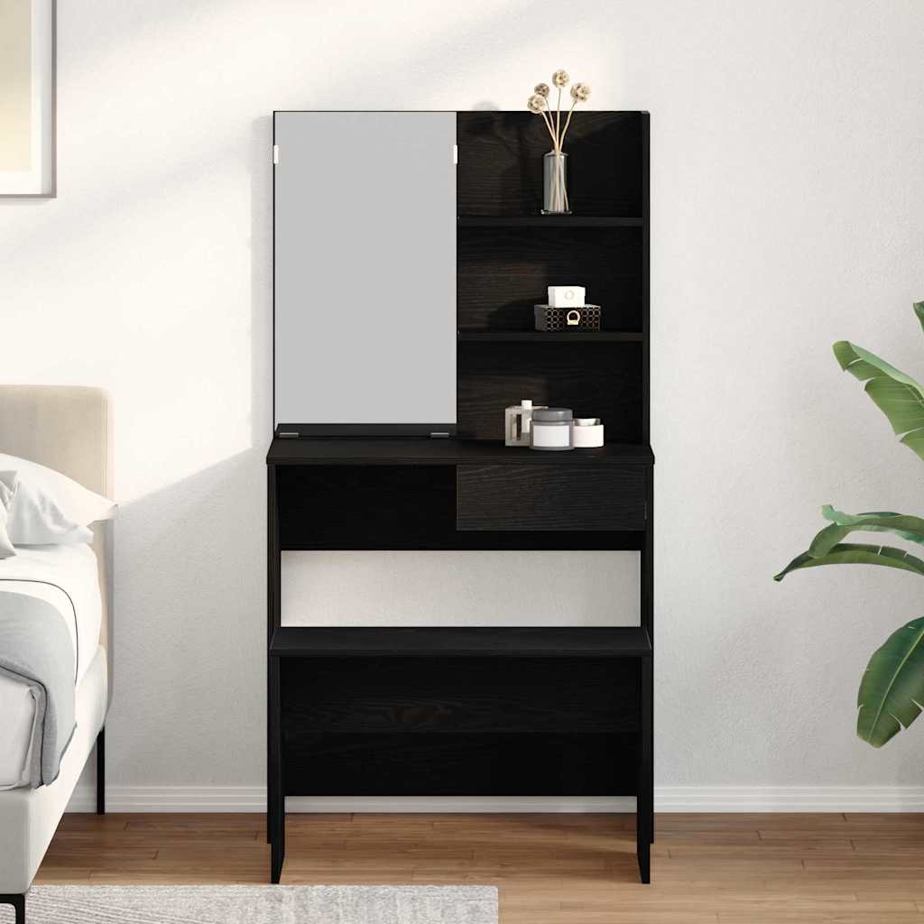 vidaXL Dressing Table Set 2 pcs Black Oak 74.5 x 40 x 141 cm 4