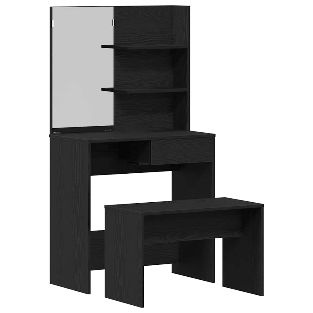 vidaXL Dressing Table Set 2 pcs Black Oak 74.5 x 40 x 141 cm 2