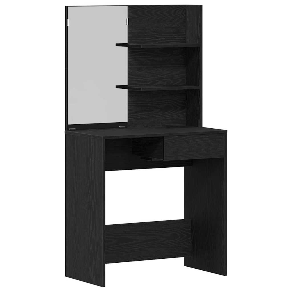 vidaXL Dressing Table Set 2 pcs Black Oak 74.5 x 40 x 141 cm 6