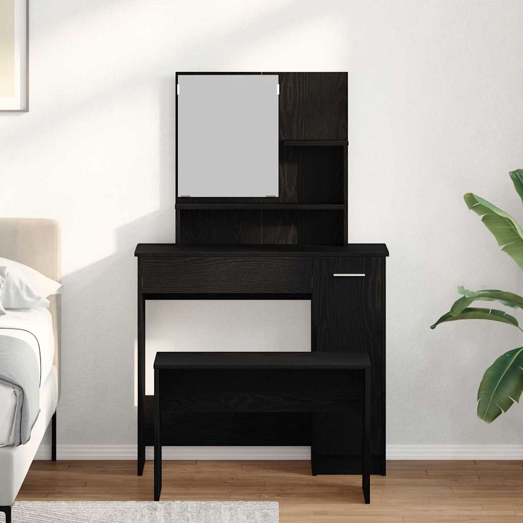 vidaXL Dressing Table Set 2 pcs Black Oak 86.5 x 35 x 136 cm 4