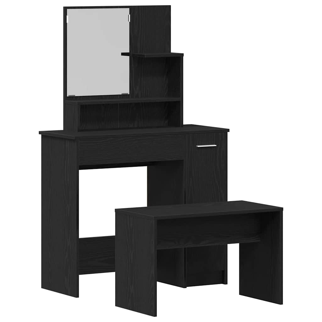 vidaXL Dressing Table Set 2 pcs Black Oak 86.5 x 35 x 136 cm 2